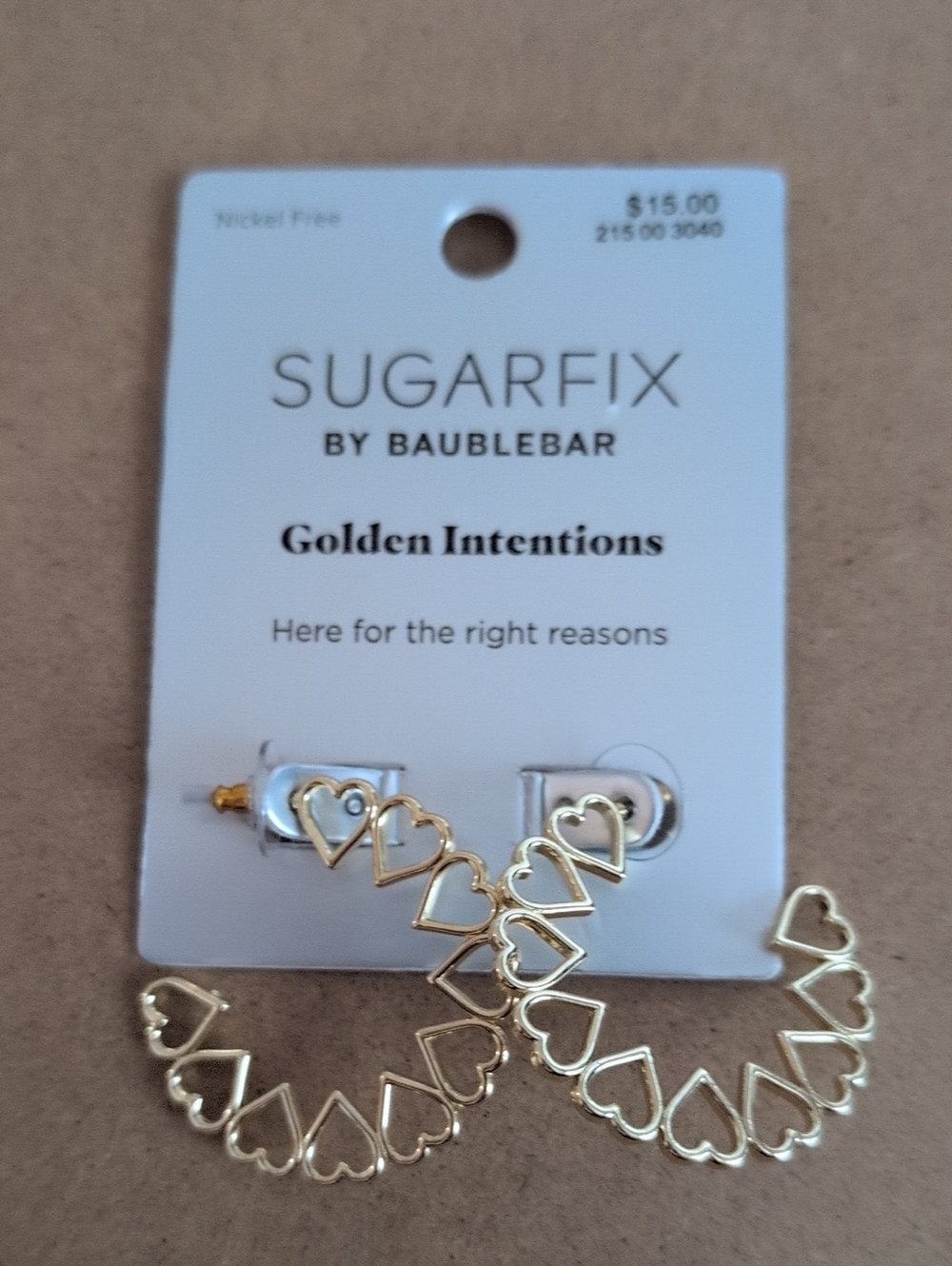Sugarfix by BaubleBar Gold Heart Outline Hoop Earrings